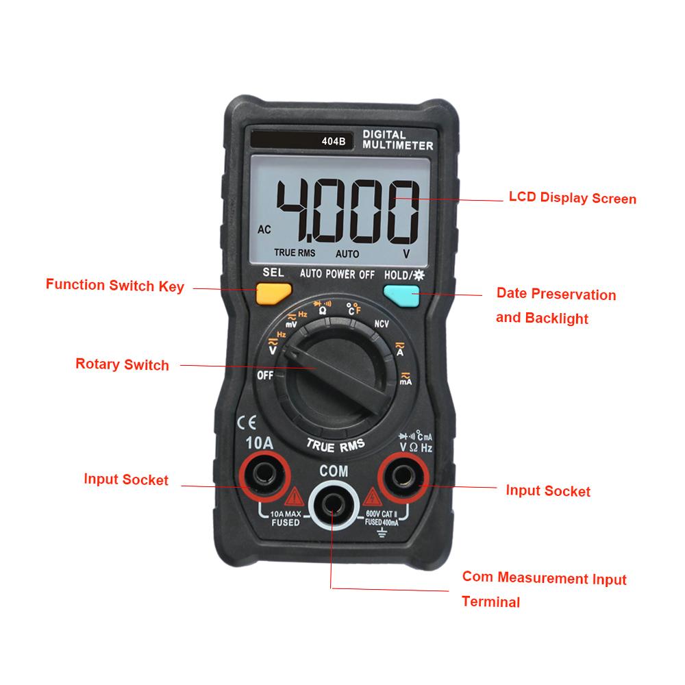 Handheld Digital Multimeter RM404B Multifunction Mini Multi Meter AC DC Voltage Transistor Tester Ammeter Temperature