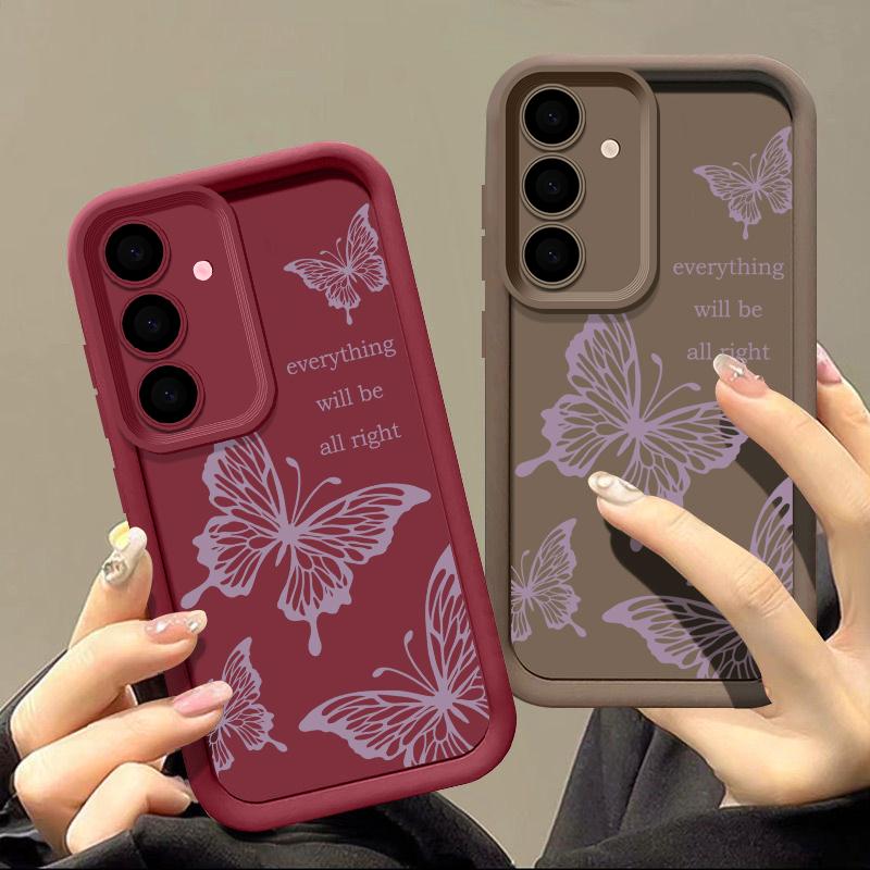 Butterfly Case For Samsung Galaxy S24 S23 S22 Ultra S21 S20 FE A55 A14 A34 A15 A25 A35 A52 A56 A54 5G S25 Ultra Silicone Cover