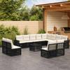 Garden Sofa Set 13 pcs Black and Cream White Poly Rattan