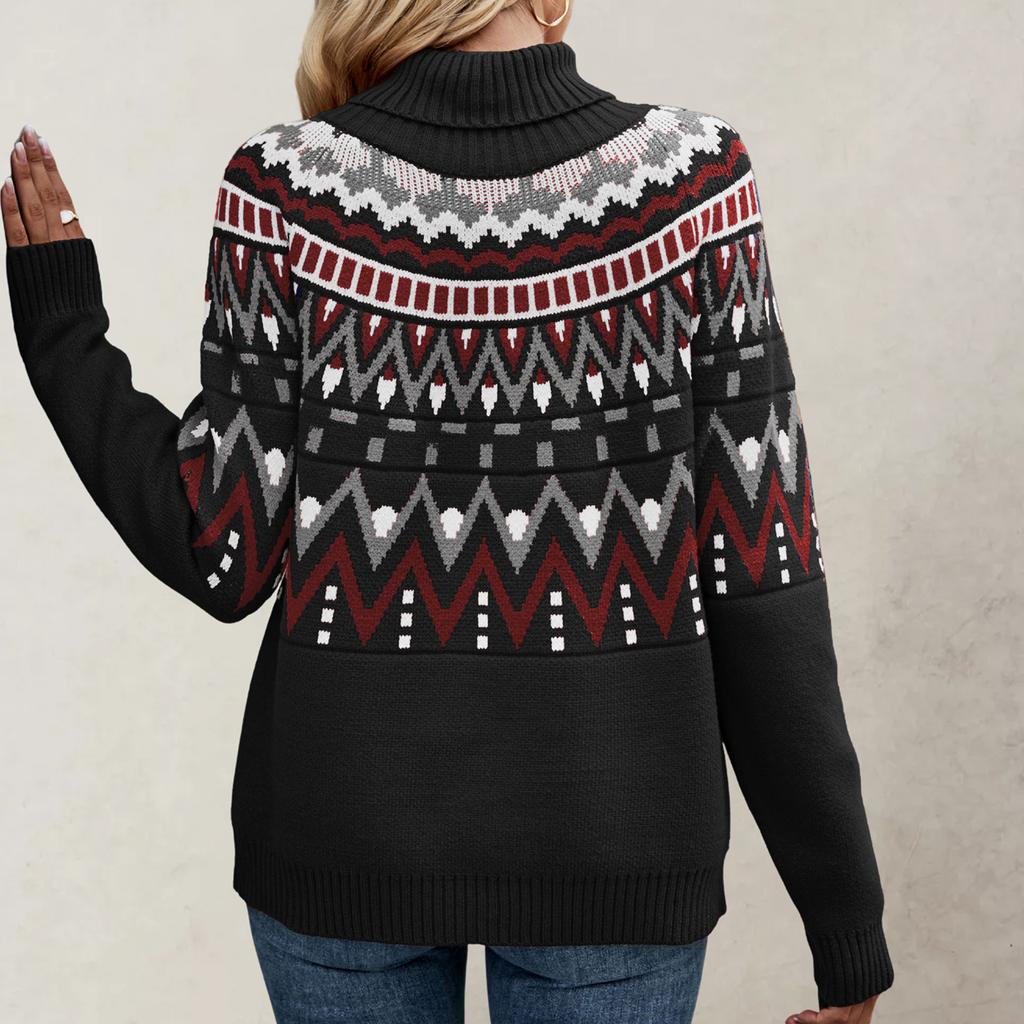 Women's Knitted Retro Round Neck Loose Pullover Sweater