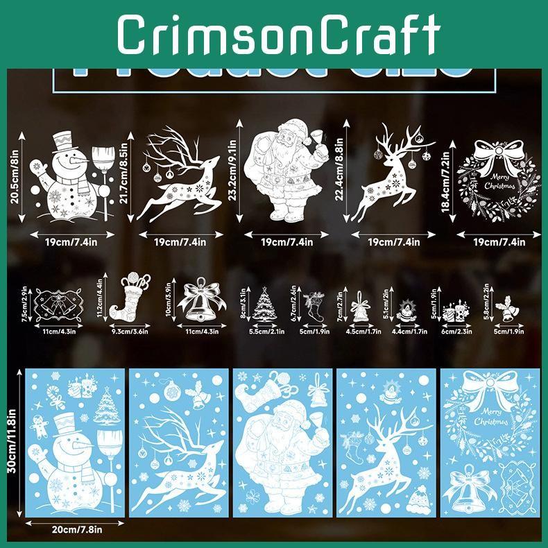 Sticker Christmas Window With Snowflake And Reindeer Pvc Material Festive For