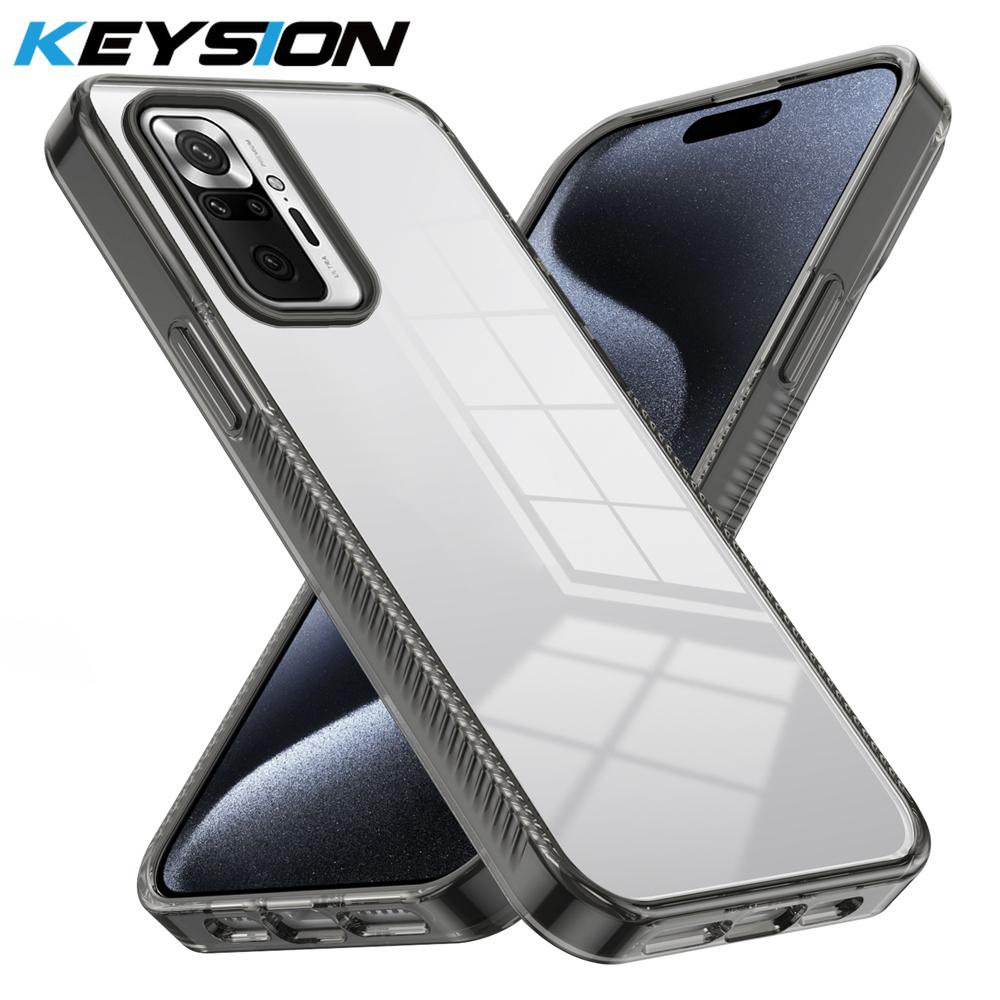 KEYSION Transparent Case for Redmi Note 10 10S 10 Pro 4G Soft TPU+PC Anti-slip HD Clear Shockproof Phone Back Cover for POCO M5S