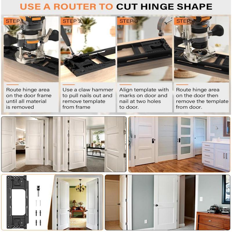 Door Hinge Jig Metal Adjustable Drilling Door Hinge Jig Accurate Locking Cabinet Hinge Jig Door Hinge Tool Quick Punch Cabinet