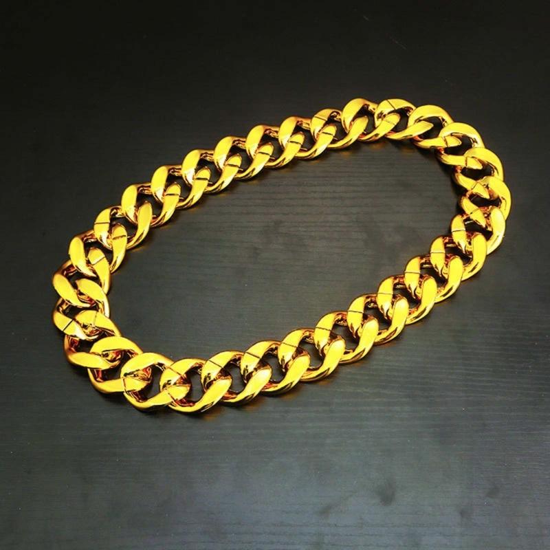 Plastic Big Chunky Chain Necklace 90s Hip Hop Gold Costume Necklace Photography Props Rapper Hip Hop Accessory Jewelry