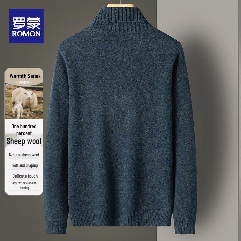 ROMON Men's 100% Wool Turtleneck Sweater