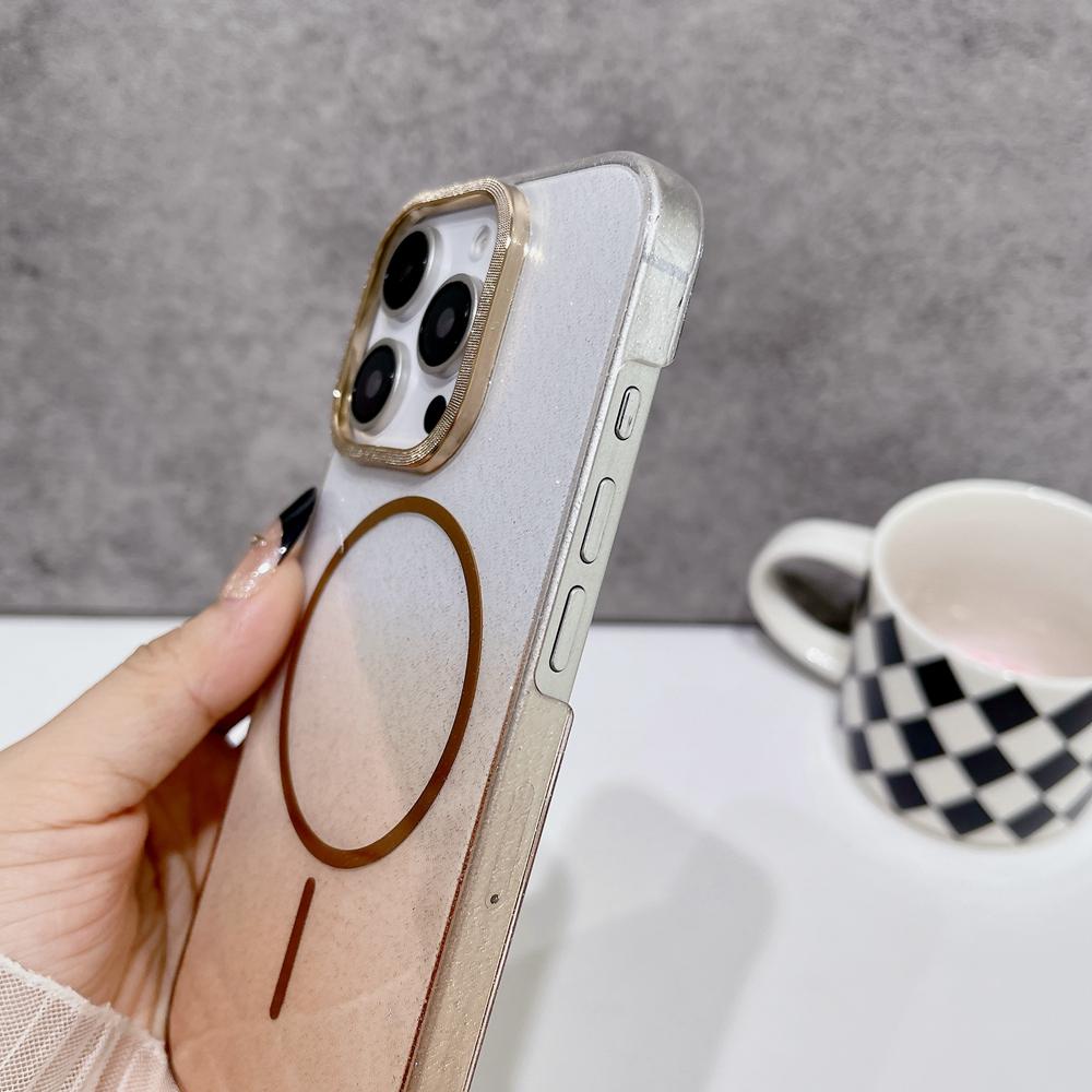 KEYSION Luxuriöse magnetische Handyhülle mit Farbverlauf und Glitzer für MagSafe für iPhone 14 15 16 Pro Max 16e 16 Plus Harte PC Stoßfeste Hülle