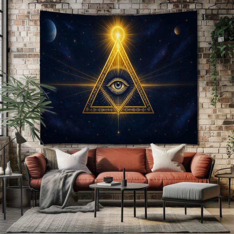 Tapestry Masonic all-seeing eye in 75x100