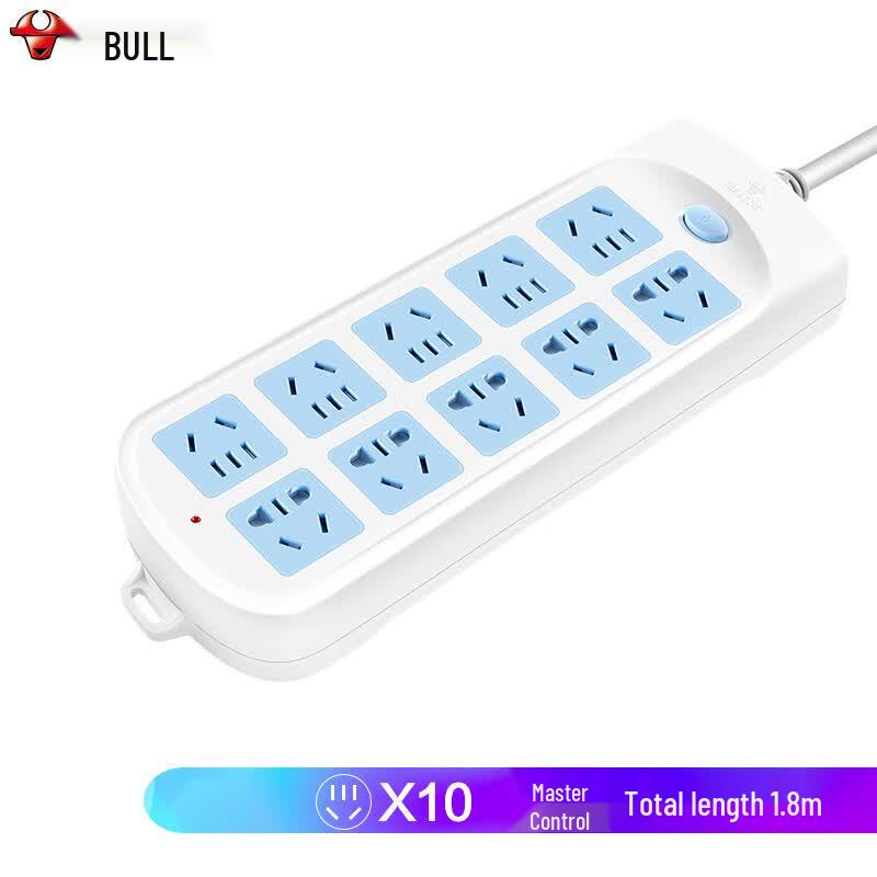BULL Overload Protection 10-Outlet Power Strip CN plug (adapter included)