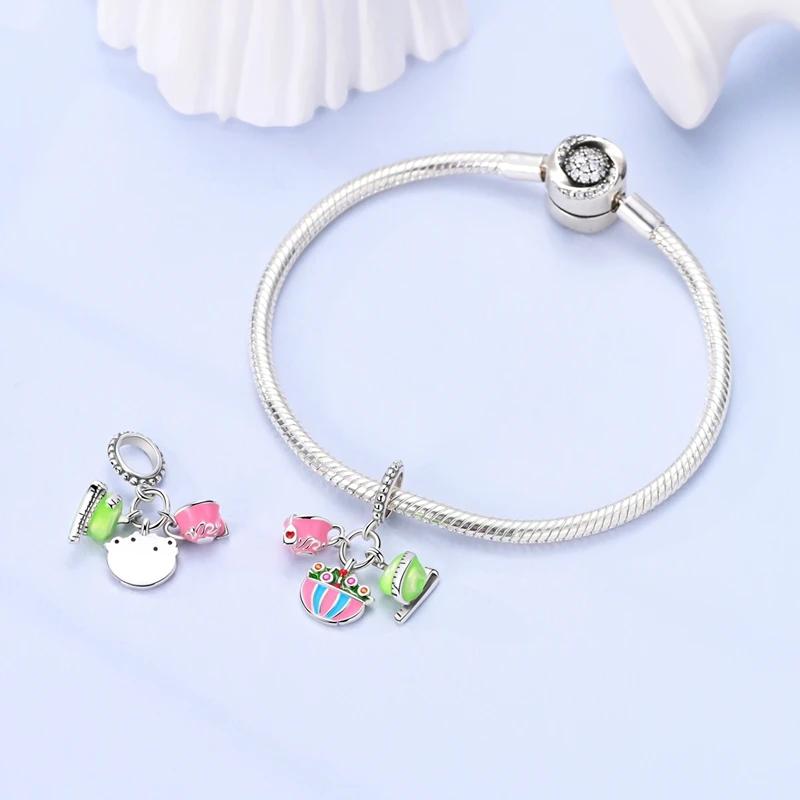 Charms Copperfat-Burning Meal Coffee Green Apple Pendant Fit Charms Plataoriginal Bracelet Bead Women Jewellery Making