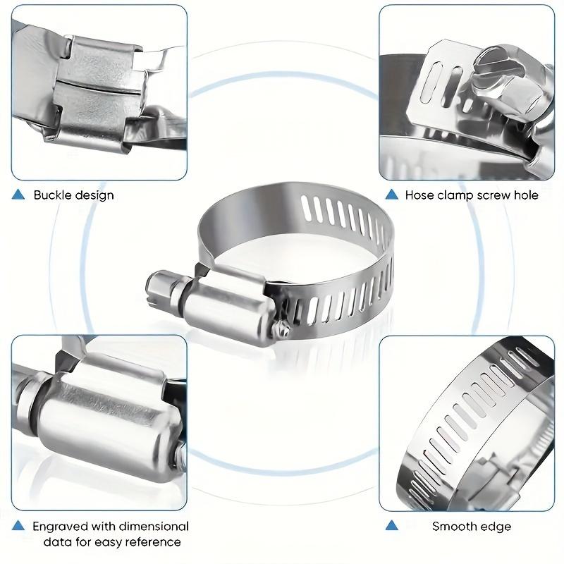 34 PCS Stainless Steel Hose Clamp Set, Worm Gear Adjustable Range 1/4" - 1-1/8" (6-29mm), Durable Metal Clamps for Industrial Applications