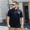 Męska koszulka polo z bawełny o luźnym kroju w dużym rozmiarze, styl hongkoński, z krótkim rękawem i kołnierzykiem typu turn-down