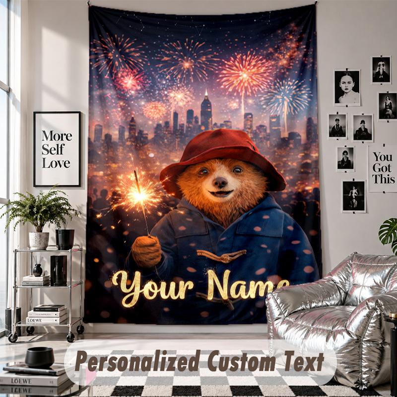 Wall Hanging Tapestry With Custom Name & Text, Paddington Decorative Tapestry For Bedroom