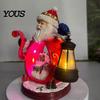Santa Claus Resin Statue Christmas Figurine with LED Light, Glowing Statue, Snow Landscape Desktop Decoration for Party Favors