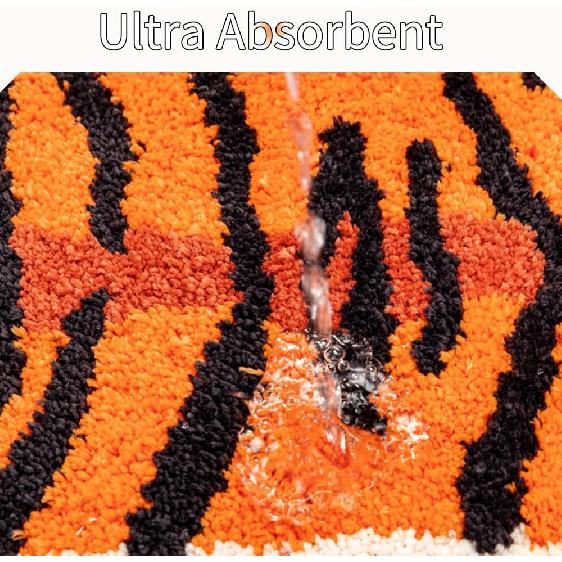 Orange Tiger Cute Bath Mat for Bathroom Fun Tiger Cartoon Bath Rugs for Kids Non Slip Animal Shaped Bathtub Mat Absorbent Bathroom Plush Shower Rugs