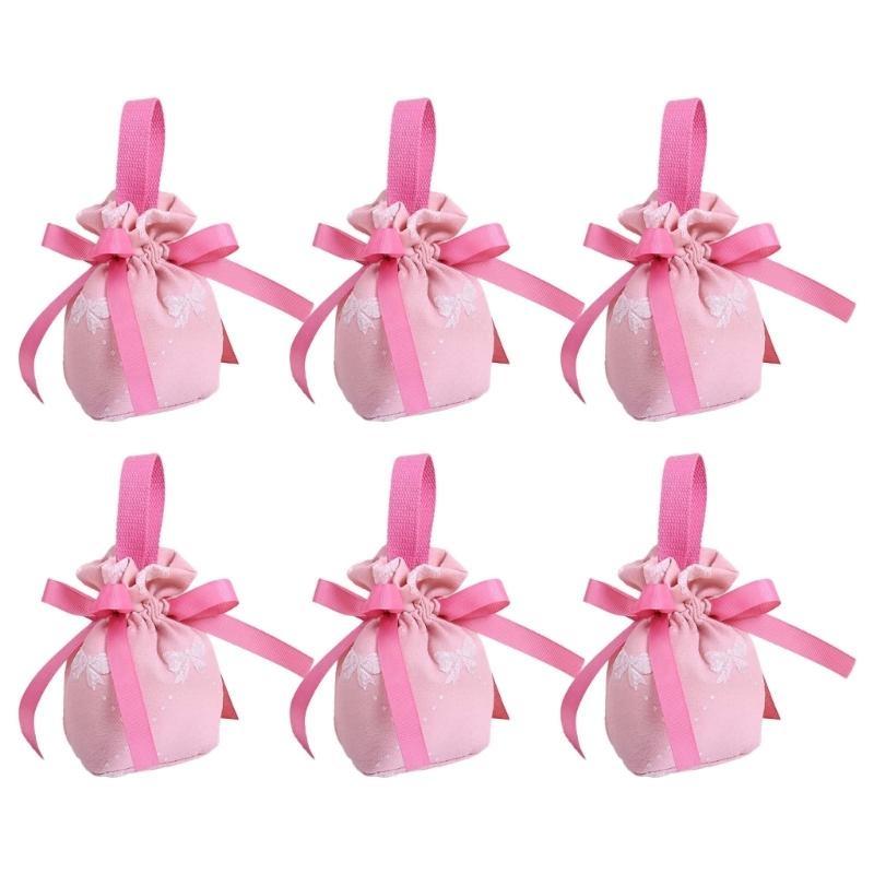 

Pack of 6 Wedding Candy Boxes Handbag Party Gift Bags Candy Bags Pouches