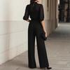2026 Womens Slim Fit Printed Short Sleeve Wide Leg Pants 3 Piece Set