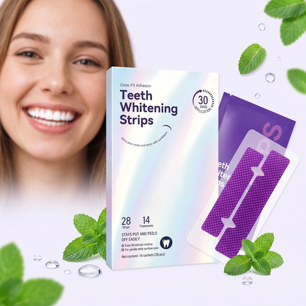 28 Strips Purple Stain Removing Brightening Teeth Strips Gentle Fresh Breath Portable Teeth Strips