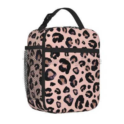 Leopard Print Lunch Bag Cheetah Pink  Lunch Box Reusable Portable Cooler Bento Tote for Adults Kids Work School Picnic
