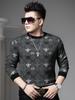 European Style Round Neck Sweater for Men, Autumn and Winter Warm Pullover Knit Base Shirt, Trendy Printed Long-Sleeve Knitwear