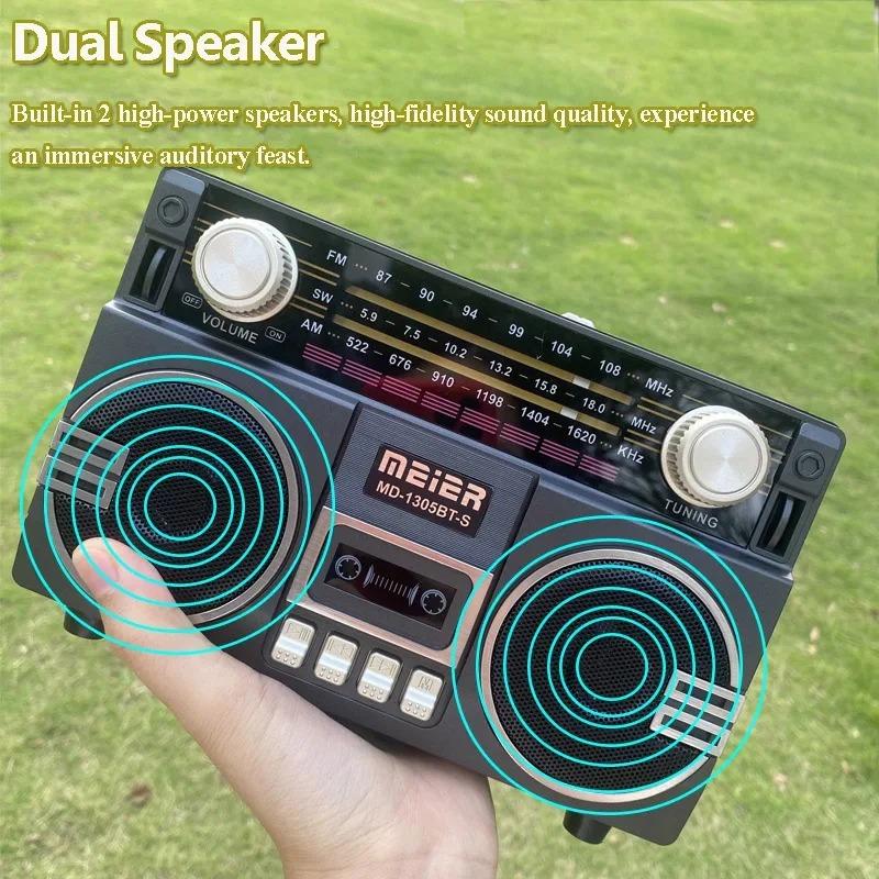 Retro Solární Rádio FM AM SW Přenosný Přijímač Bluetooth 5.3 Reproduktor MP3 Přehrávač Hudby Podpora USB TF Karta Nabíjení Typu C