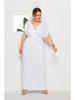 Plus Size Women’s Solid V-Neck Evening Dress, Sexy Loose Fit with Large Hem