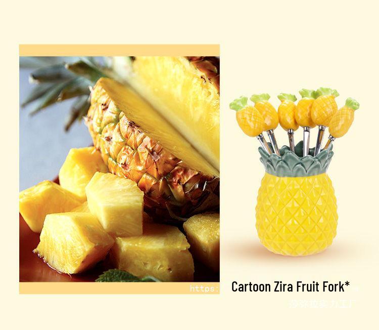 Elegant Stainless Steel & Ceramic Fruit Fork Set