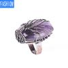 Vintage Copper Handmade Wire Wrap Round Natural Crystal Tree Life Adjustable Ring