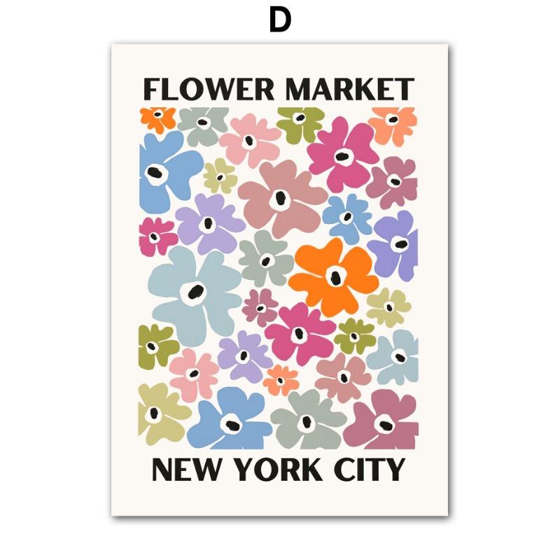 Santorini Hawall Flower Market Abstract Vintage Posters And Prints Aesthetic Art Wall Canvas Painting Room Home Bar Cafe Decor
