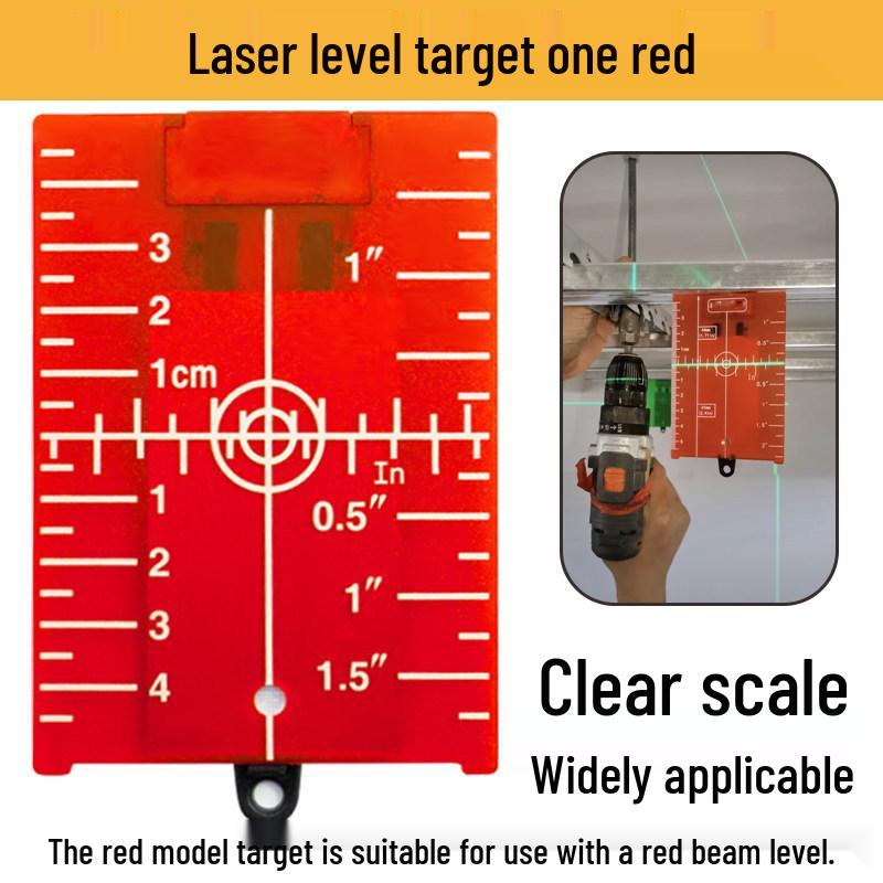 Dual-Color Laser Level Target Board with Scale and Magnetic Reflector