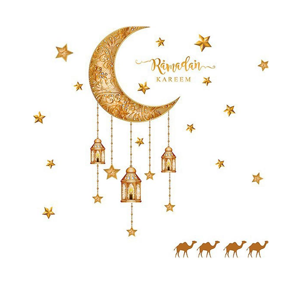 Ramadan Wall Stickers Moon Star Lantern DIY Wall Decal Ramadan Decoration For Home Decor Islamic Muslim Mural Eid Mubarak