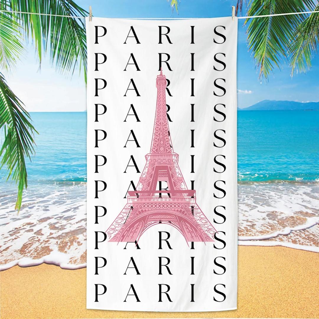 

Eiffel Tower Beach Towel, Digital Printing Thin Quick-Dry Anti-Sand Microfiber Lightweight for Swim, Yoga, Travel, Gym, Gift W30*H60(CM)