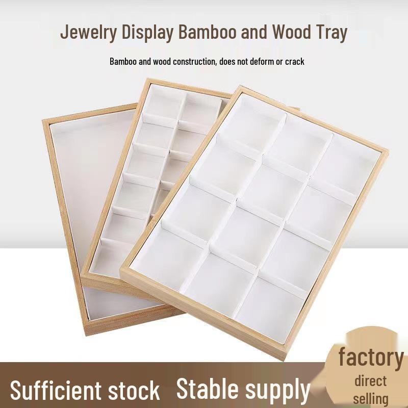 

Bamboo & Wood Jewelry Display Tray for Rings, Necklaces, Bracelets, Earrings 35x24x3