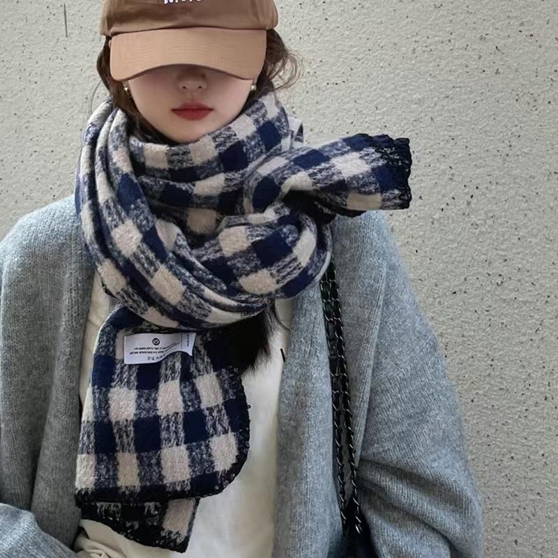 British Style Plaid Scarf Versatile Imitation Cashmere Scarf Shawl Advanced Sense Student Men'S And Women'S Scarf
