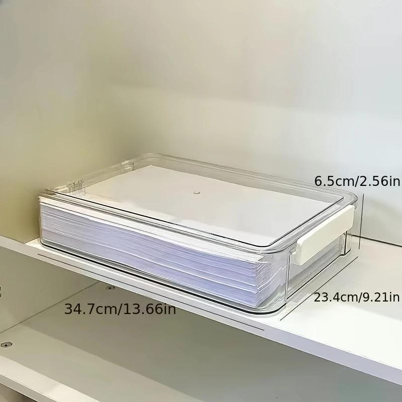 Scatola Trasparente in Acrilico per Organizzazione Carta da Scrivania, Organizzatore Documenti Formato A4, Porta Carte per Casa Anti-Polvere