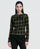Kimjisu Twisted Check High-Neck Top _ Khaki