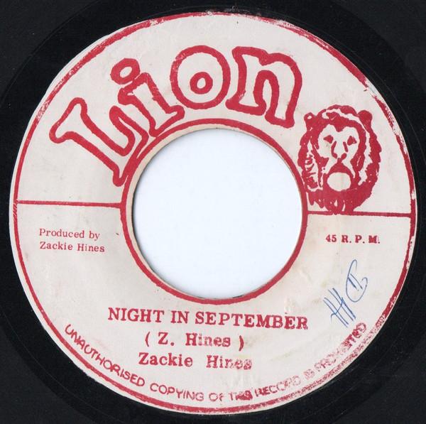 

7inch Record ZACKIE HINES - Night In September NONE Lion Jamaica Reggae, Ska & Dub Used