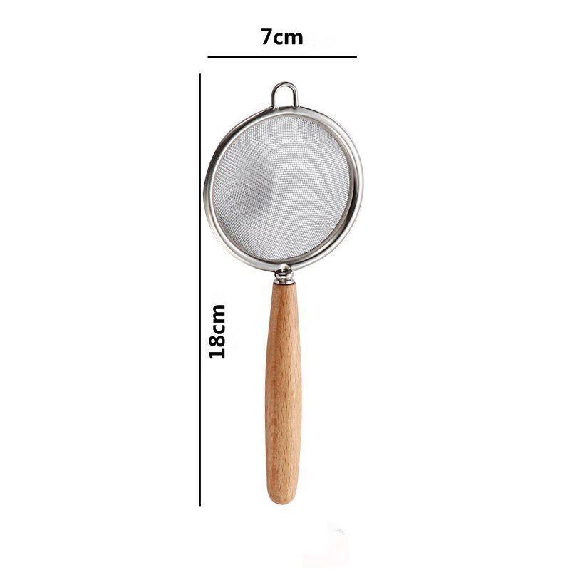 

Small Skimmer with Wooden Handle - Stainless Steel Mesh for Filtering Soy Milk, Juice, Tea, Baking Flour, and Oil