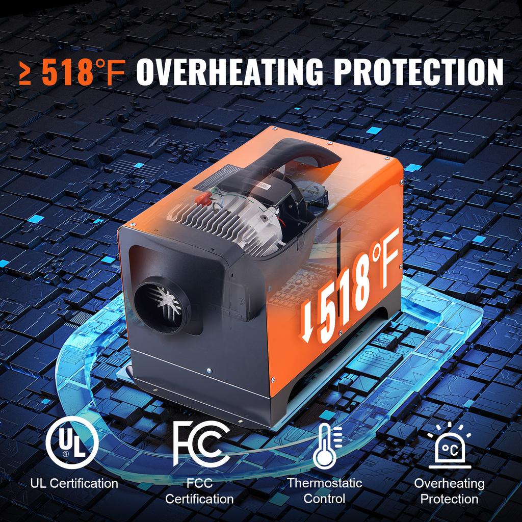 SucceBuy 5KW Diesel Air Heater Muffler Diesel Heater Diesel Parking Heater Remote Control for Car Bus Trucks Motor-Home Boats