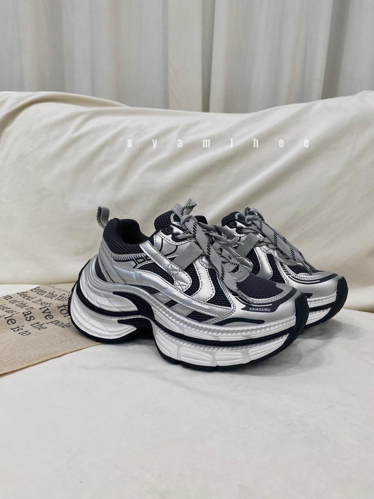 Mesh breathable silver dad shoes girl 2025 autumn new thick-soled versatile thin super fire sports casual shoes