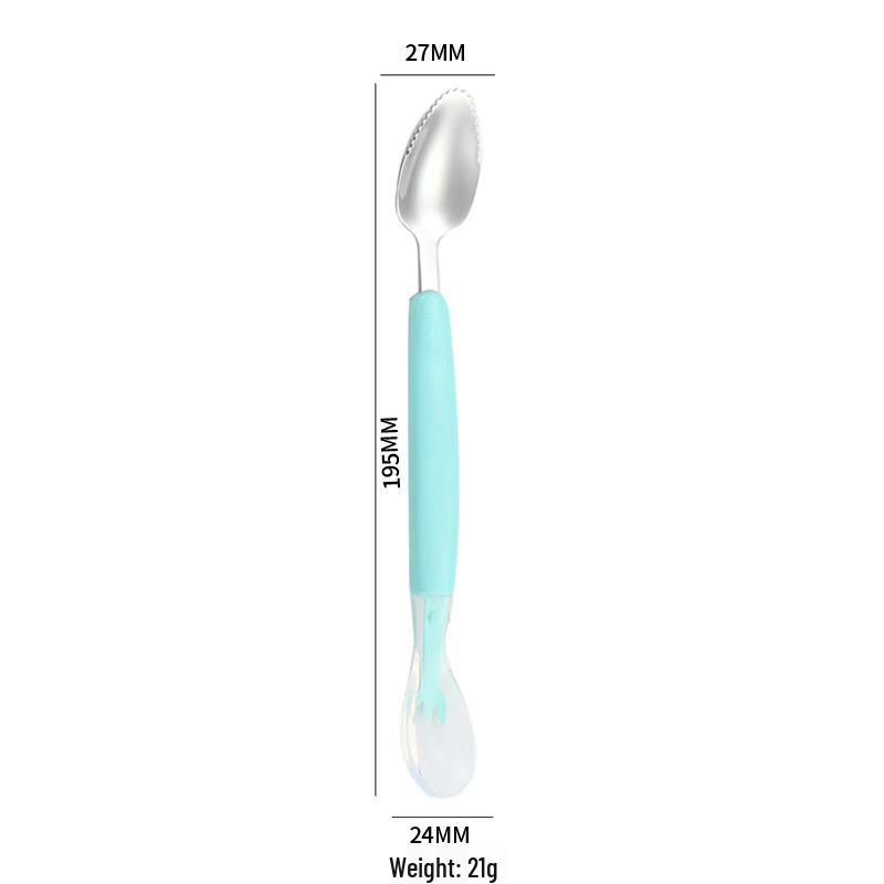 304 Stainless Steel Dual-Ended Soft Baby Food Spoon - Mud Scraper & Puree Tool for Kids.