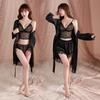 Plus Size Women's 4-Piece Lace Pajama Set: Robe, Shorts, and Camisole In European & American Style