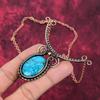Tibetan Turquoise Necklace Copper Wire Wrapped Necklace Adjustable Chain Necklace Handmade Copper Jewelry Gemstone Necklace Engagement Gifts
