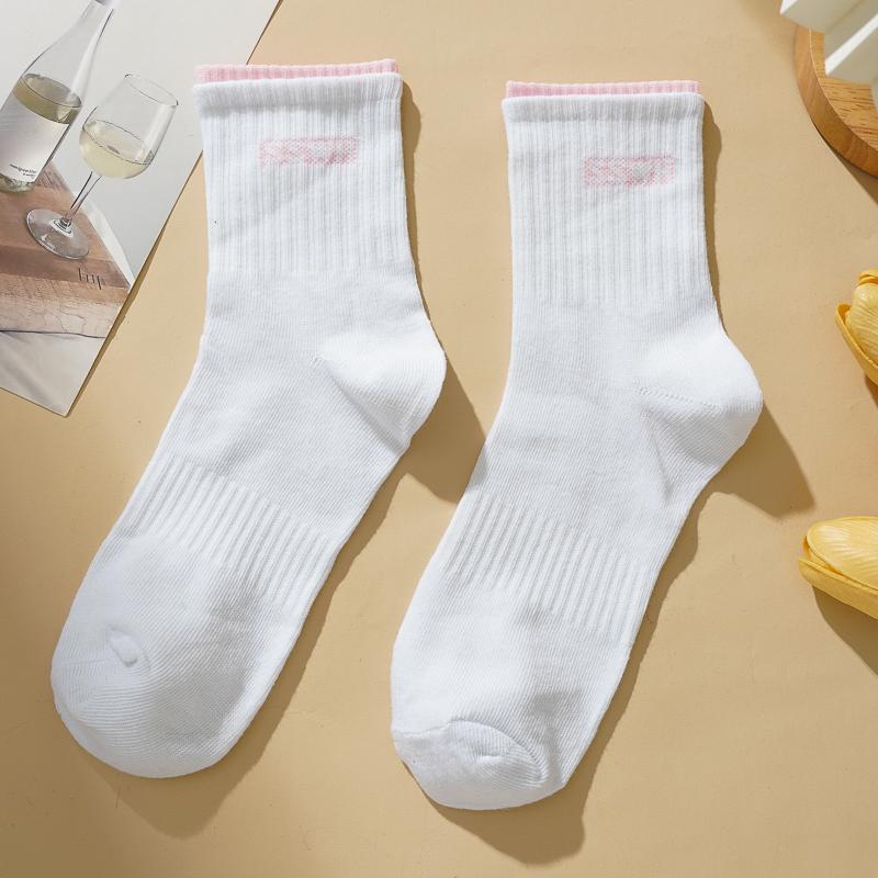 

Женские хлопковые носки бесшовные спортивные полосатые дышащие однотонные средней длины повседневные носки one size