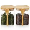 POKALOTEA Glass Kitchen Glass Storage Set of Glass Tea Canisters with Airtight Bamboo Lids and Airtight for Coffee Tea Coffee Pickled and More