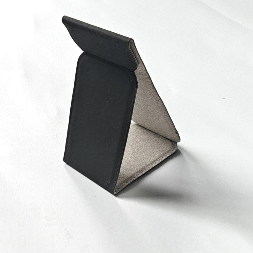 Universal PU Leather Phone Stand: Magnetic, Stick-On Holder for Foldable Android, Apple, and Huawei Devices