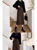 Women's High Waist Wool A-line Skirt: Slimming, Versatile, Black, Slit, Hip-Covering, Autumn/Winter 2025.