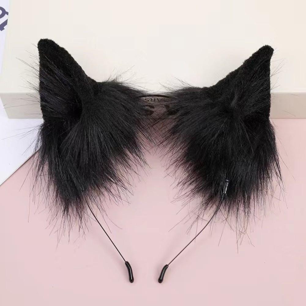 

Лоліта Плюшева Пов язка на Волосся з Вушками Милі Вушка Котика Обідок для Волосся Модний Обруч для Волосся Дівчата чорний