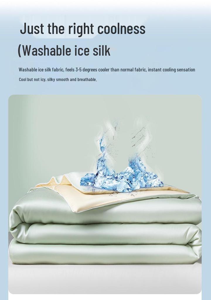 Summer Ice Silk Quilted 4-Piece Set: Lightweight, Machine Washable for Single & Double Beds