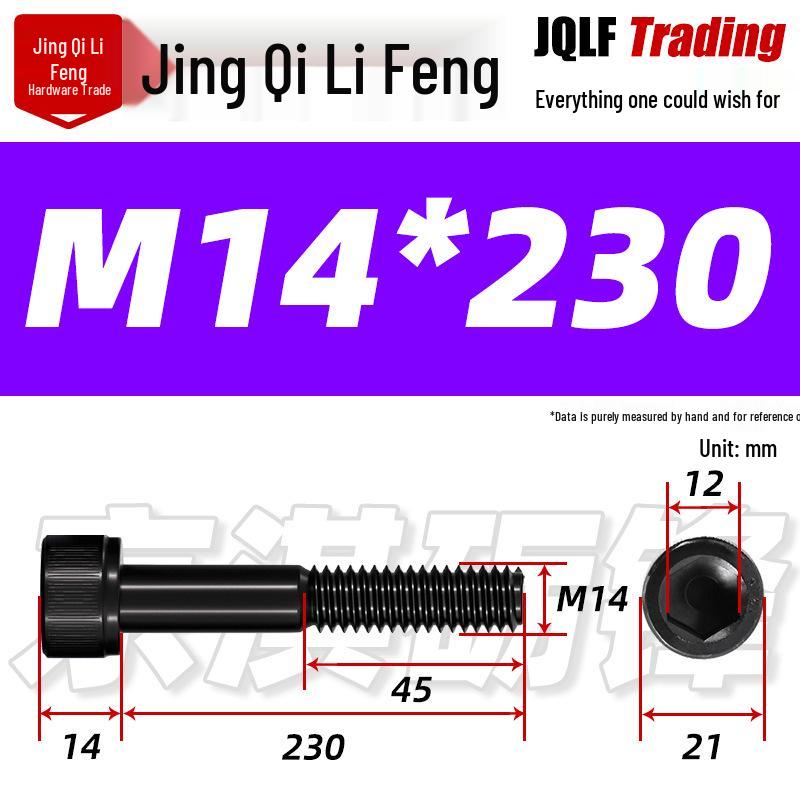 Hex Socket Head Cap Screw, Half Thread, M12-M18, High-Strength, Blackened Cylindrical Head, Knurled Bolt
