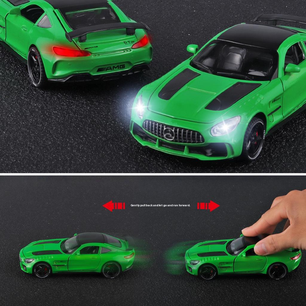1/32 Mercedes Benz AMG GTR Alloy Sports Car Diecast Metal Model Sound & Light Toy Car Central Control Ornaments Display Kid Gift
